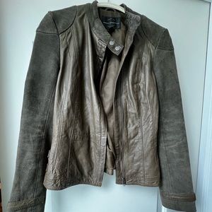 French Connection Leather & Suede Moto Jacket